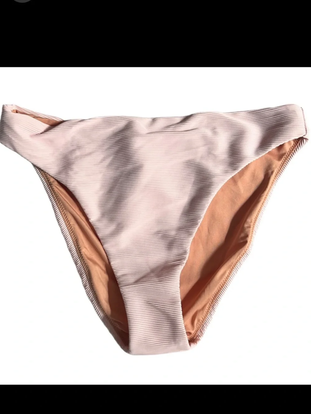 J. Crew Ribbed High-Rise Cheeky Bikini Bottom - Light Pink